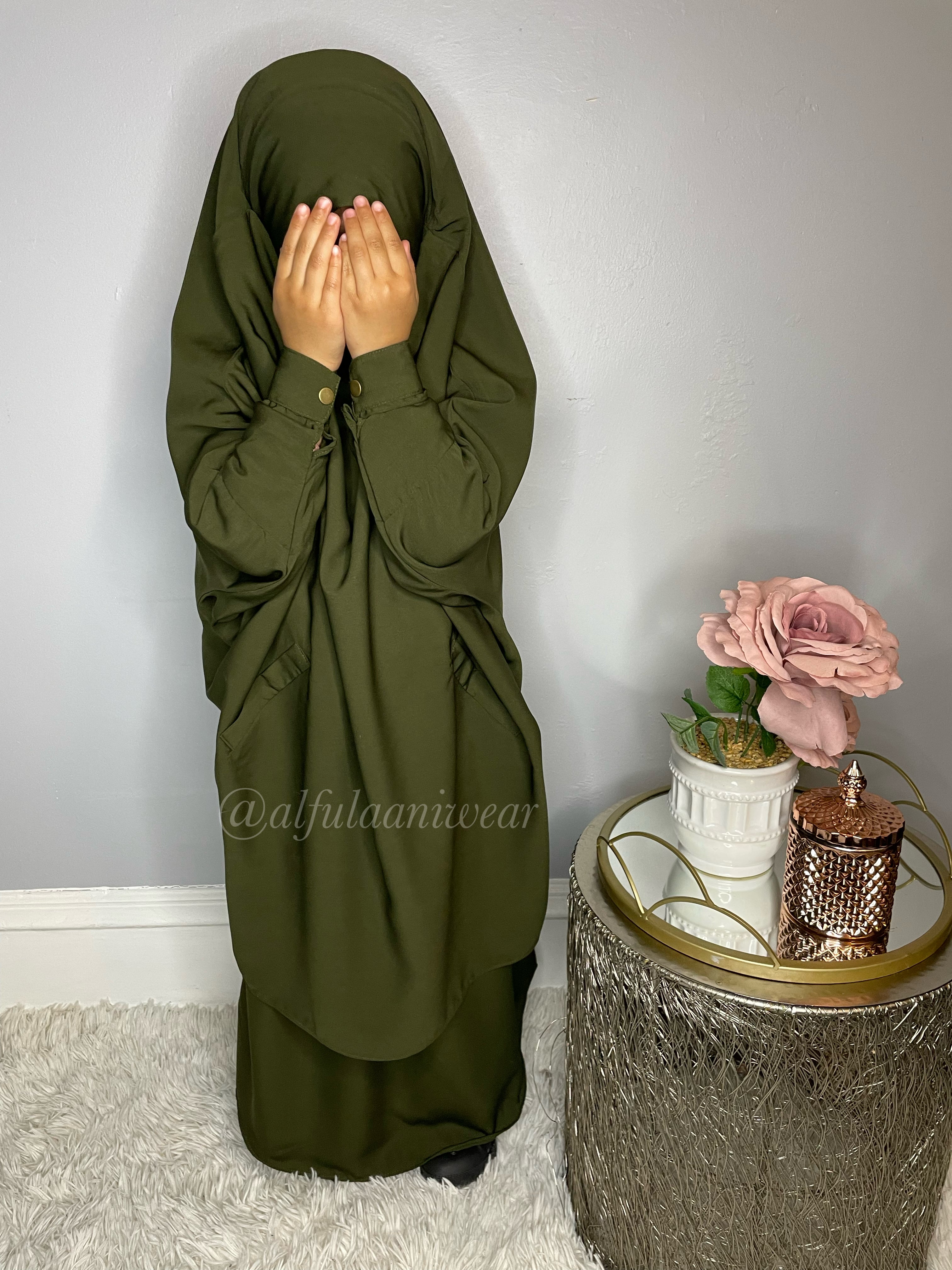 Girls Olive Two Piece Jilbaab