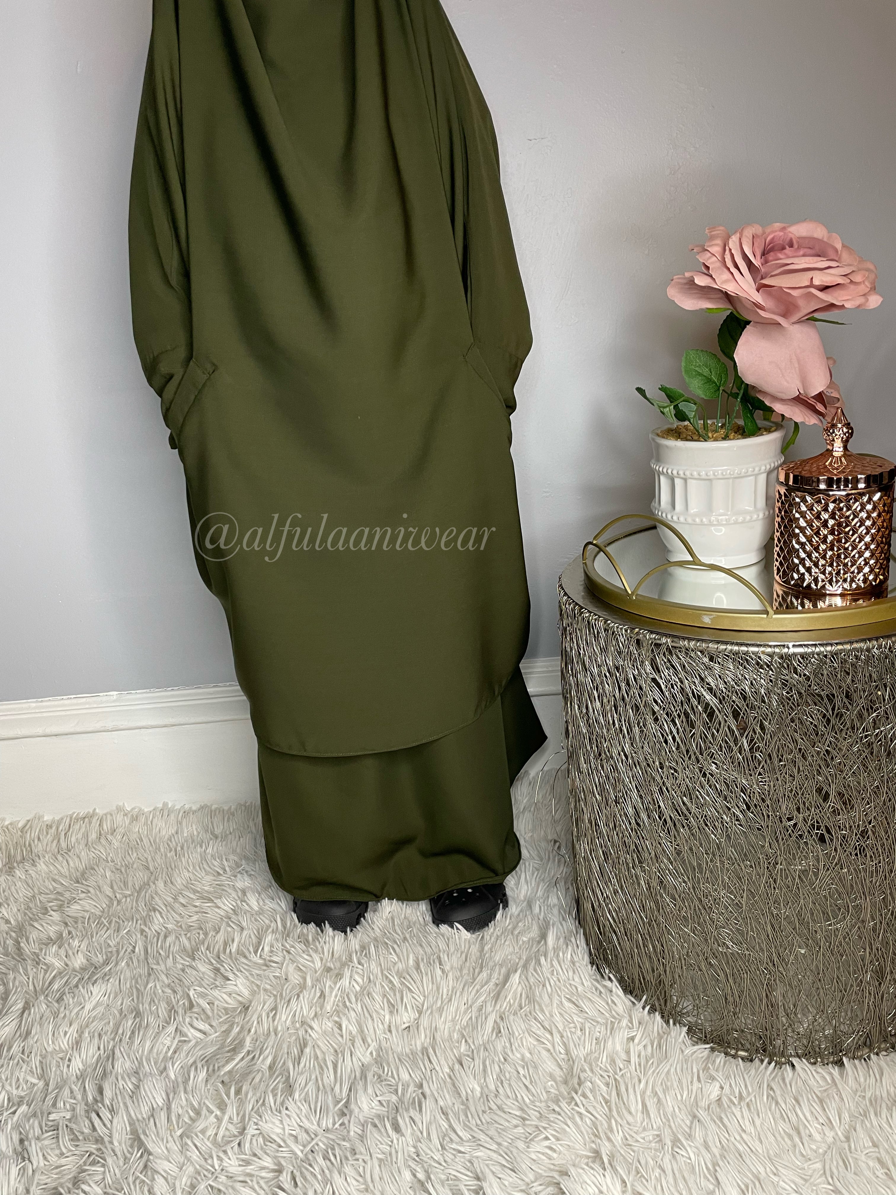 Girls Olive Two Piece Jilbaab