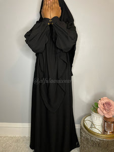 Girls Black Abaya with Diamond Khimar